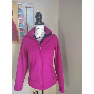 Womens Columbia Pink Softshell Jacket With Fleece Lining Zip Front Size Small